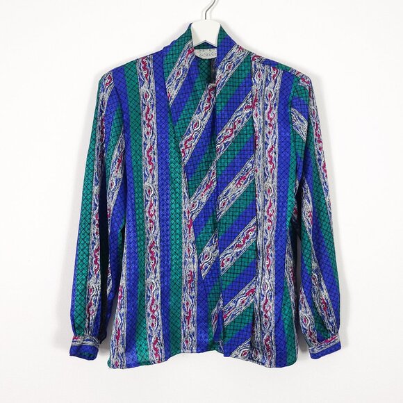 Vintage Retro Tie Neck Secretary Blouse - Picture 2 of 8